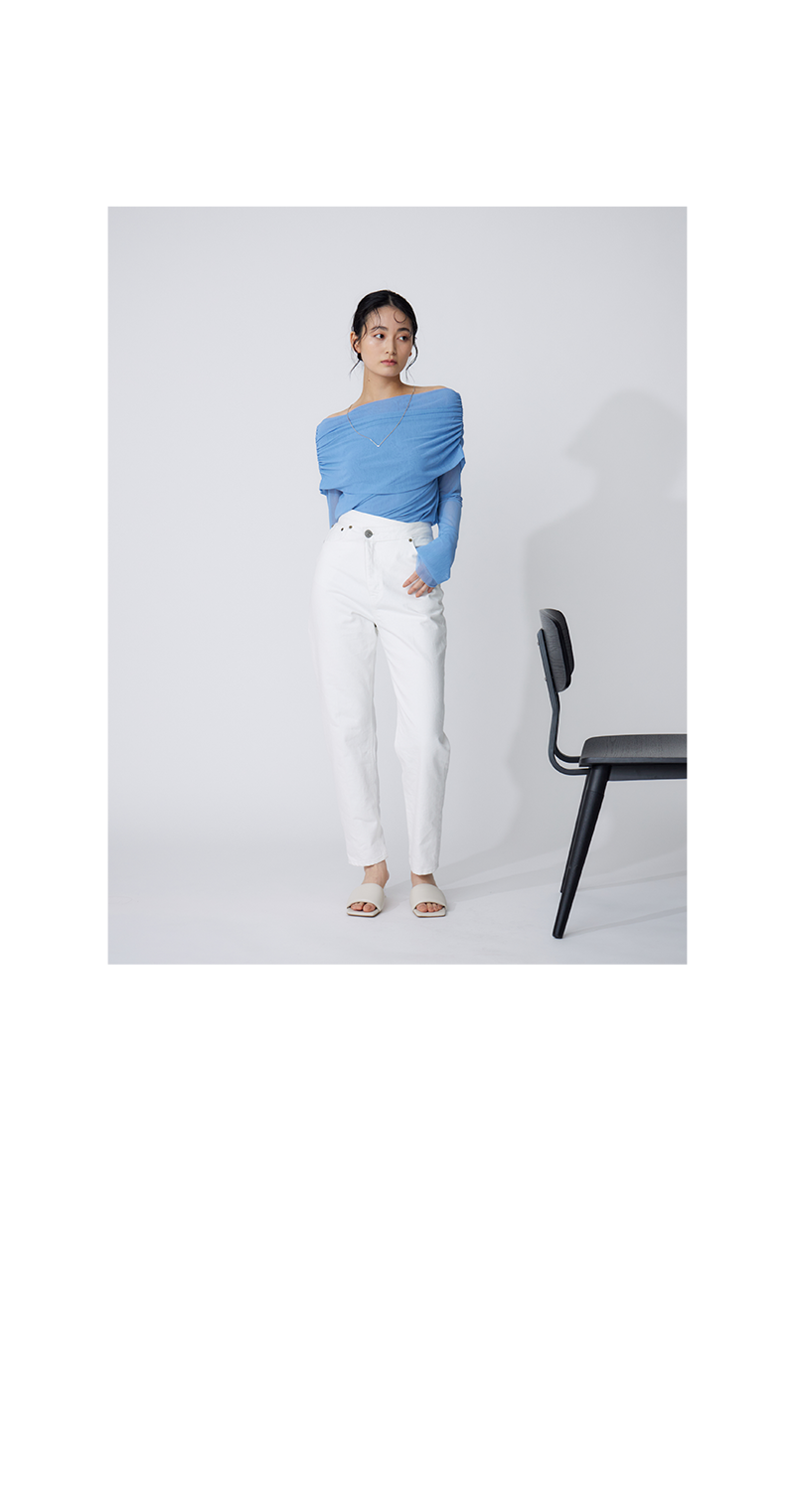 WAIST ASYMMETRY DENIM PANTS